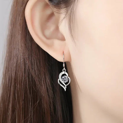 1 Pair Romantic and exquisite 925 standard Sterling Silver Diamond Love Earrings Love Heart Star White Sapphire Diamond Stud Earrings for Women Wedding Engagement Bride Jewelry Gift