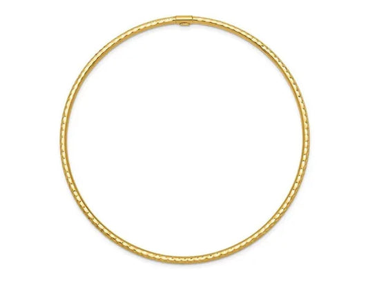Diamond Cut 2mm Slip On Bangle in 14K Yellow Gold