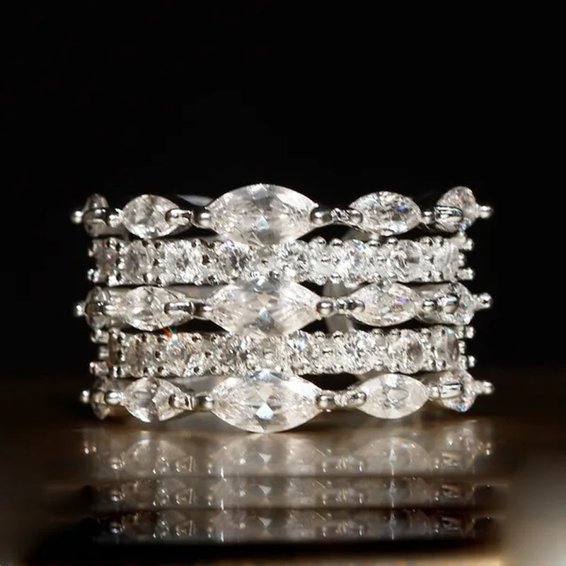 Luxury  Silver White Sapphire Ring Natural Stone Birthstone Gemstones Engagement Rings Wedding Anniversary Bride Women Square Ellipse Ring Size 6 7 8 9 10