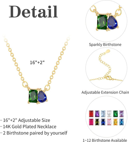 Mothers Day Gifts for Daughter Mom, Birthstone Necklace for Women Teen Gifts 14K Gold Plated Necklace with 1-12 Birthstone 16Th 18Th 21St 30Th 50Th Birthday Gift for Her Christmas Jewelry
