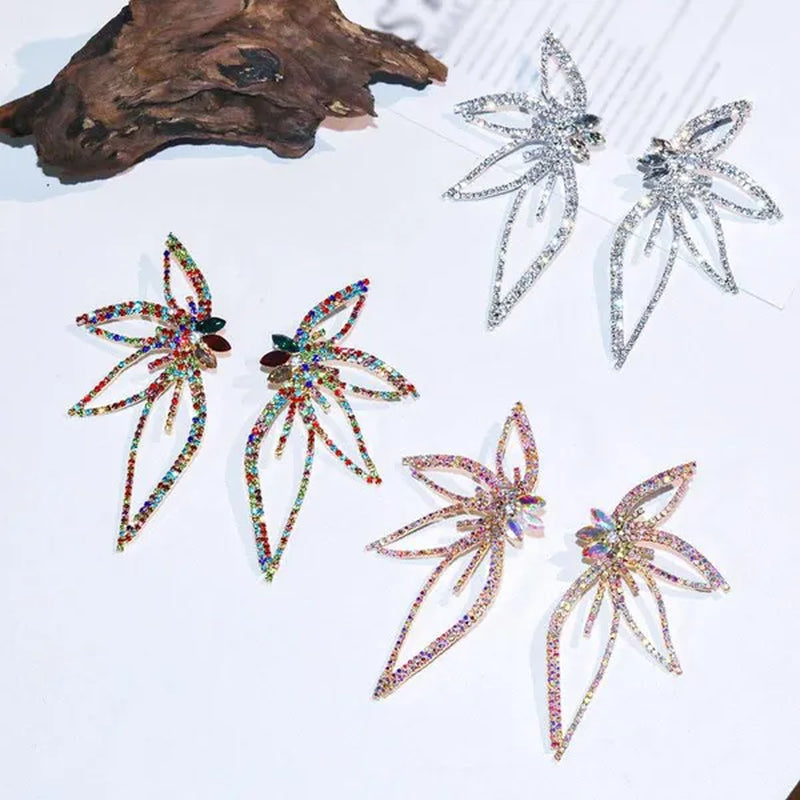 New Exaggerated Rhombus Glitter Crystal Diamond Earrings Creative Fashion Ladies Pendant Earrings Jewelry
