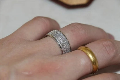 New Sparkling 925 Solid Sterling Silver White Sapphire Diamond Wedding Band Rings Engagement Anniversary Party Jewelry Size 5-12