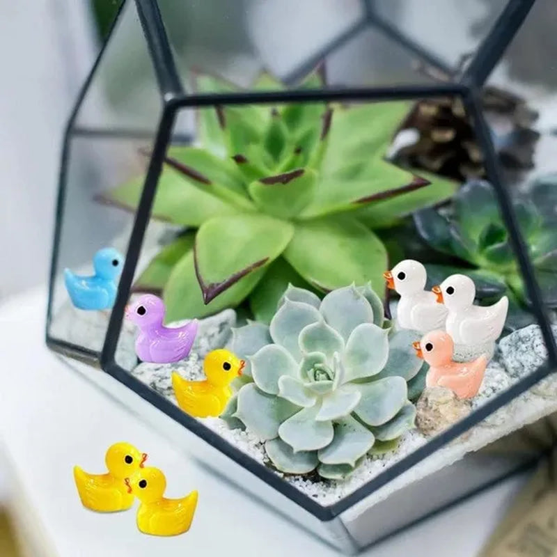 100/50/25/5PCS Cute Resin Mini Ducks Miniature Farm Artificial Animals Figures Ornament Tiny Duck for Home Fairy Garden Micro Landscape Potted Decor