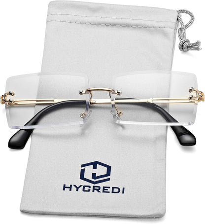 Rectangle Sunglasses for Men/Women Small Rimless Square Shade Eyewear