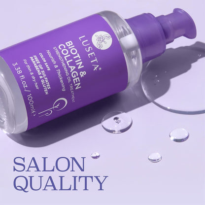 Biotin Hair Growth Serum with Collagen, Hair Oil for Thin and Damage Hair Growth Oil, Biotin Growth Serum for Frizzy & Damaged Hair, Thickening and Healthier Scalp for Men & Women 3.38 Fl Oz
