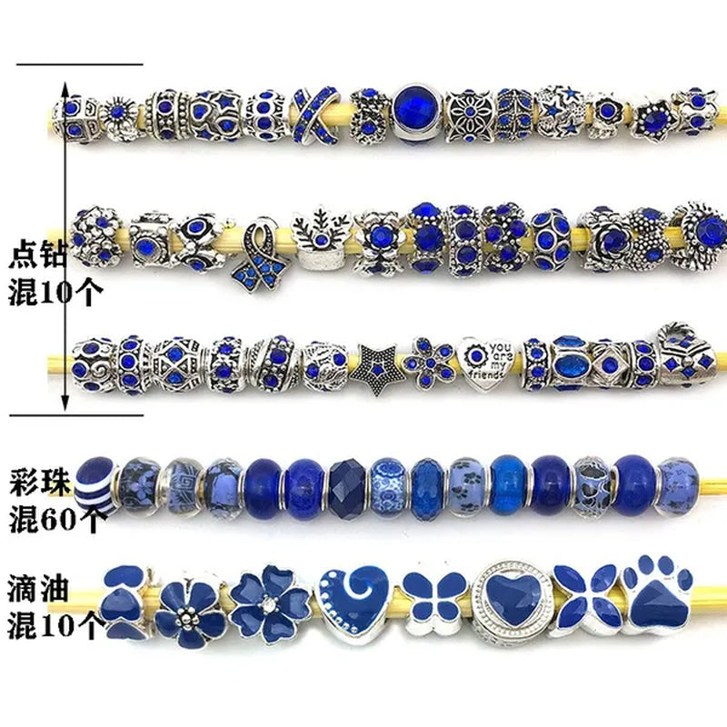 40/80pcs Fashion bracelet 925 Sterling Silver large hole beaded isolation beads Crystal bead DIY jewelry accessories.