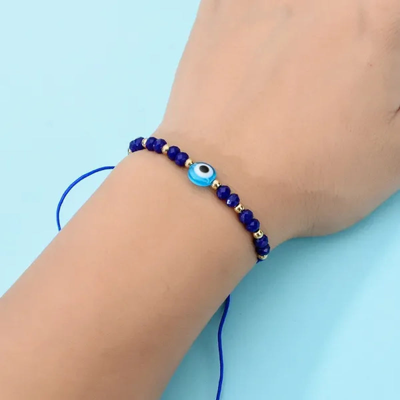 12 Pcs/Lot Fashion Colorful Evil Eye Beaded Bracelets Handmade Braided Adjustable Yoga Bracelet for Women Men Jewelry