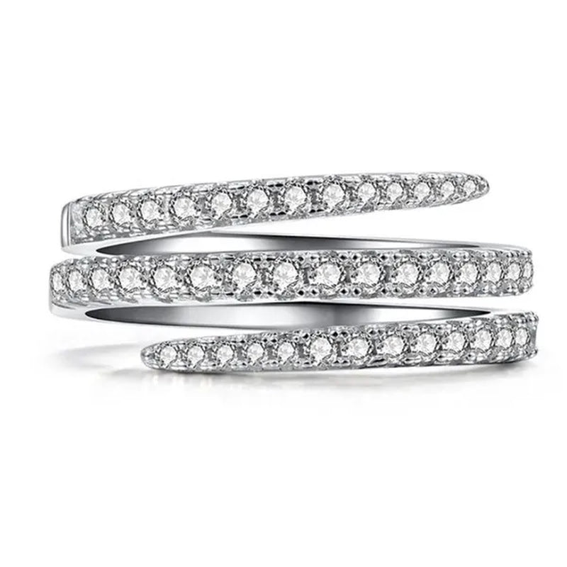 Fashion Jewelry 925 Sterling Silver Diamond Three circles Ring Size 6-10