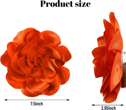 7.5In Extra Large Rose Brooch Exquisite Shiny Satin Camellia Brooch Oversized Flower Brooch Lapel Pin,Suitable for Women Dance Banquet Wedding Hair Clothing Accessories