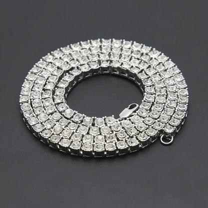 Fashion Gold Silver Color Hiphop Chain Necklace Luxury CZ Iced Out Cuban Rhinestone Tennis Hip Hop Necklace For Men Jewelry