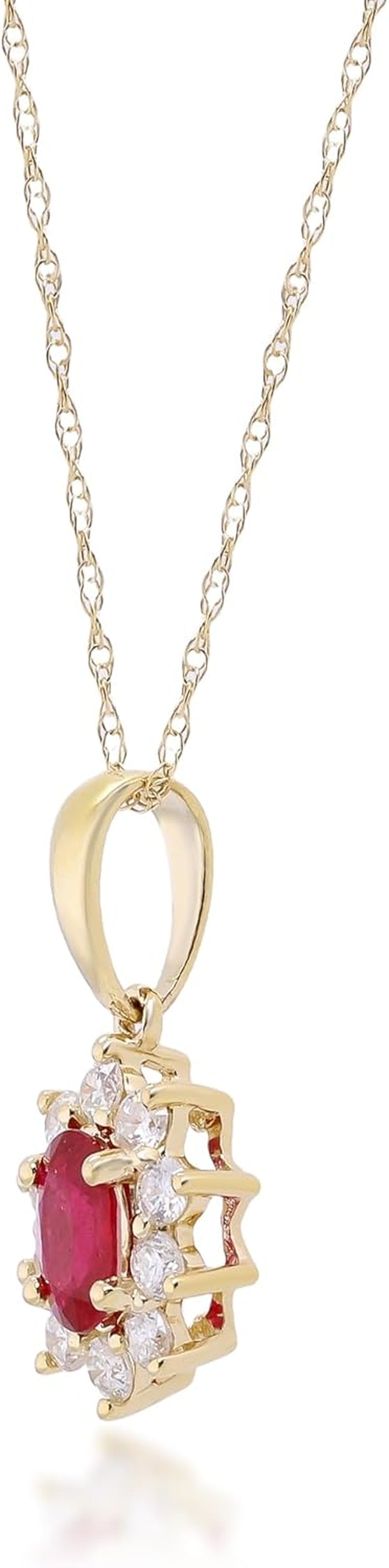 14K Yellow Gold Mozambique Genuine Ruby Pendant with Diamonds for Women,Ethically, Authentically & Organically Sourced (Oval-Cut) Shaped Ruby Hand-Crafted Jewelry for Her, Metal, Ruby