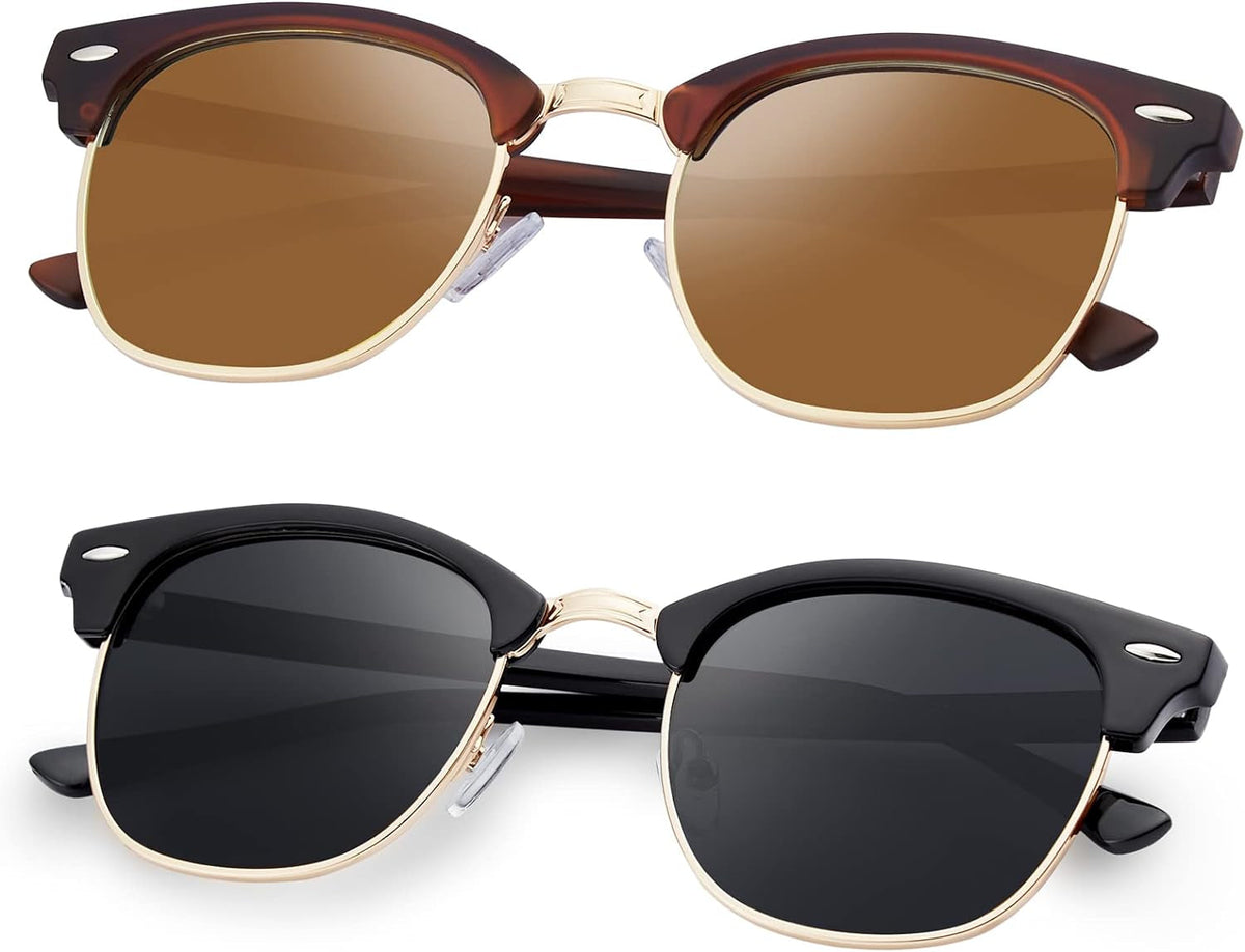 Sunglasses Men and Womens, Polarized Sunglasses for men with UV Blocking Semi-Rimless Frame for Driving & Hiking