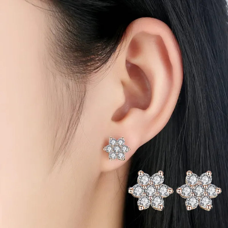 lady 18k white gold plated ruby snowflake ear studs AAAA zircon 925 silver women proposal earrings birthday party fashion jewelry