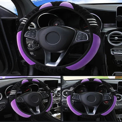 Cute Cartoon Ears Cat Steering Wheel Universal Car Shape Steering Wheel Grip Cover Car Decoration