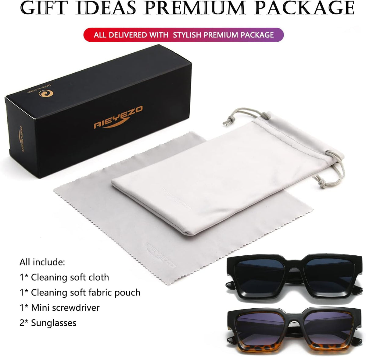 Square Sunglasses for Women Men Square Thick Frame Sun Glasses Simple Designer Style Shades
