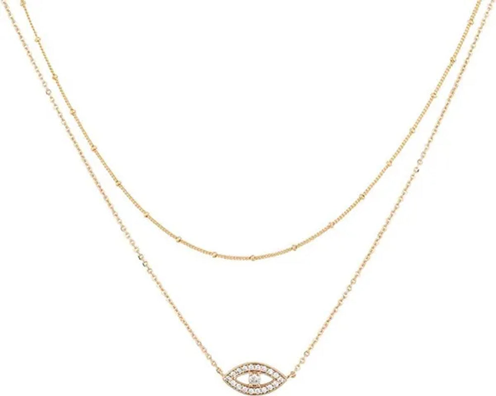 Layered Necklace Pendant Handcrafted 18k Gold Plated Delicate Circle Gold Necklace Layered Long Necklace Women