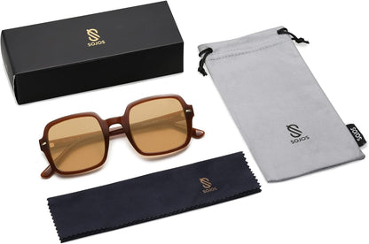 Retro Square Polarized Sunglasses for Women Men Classic Trendy Sunnies SJ2226