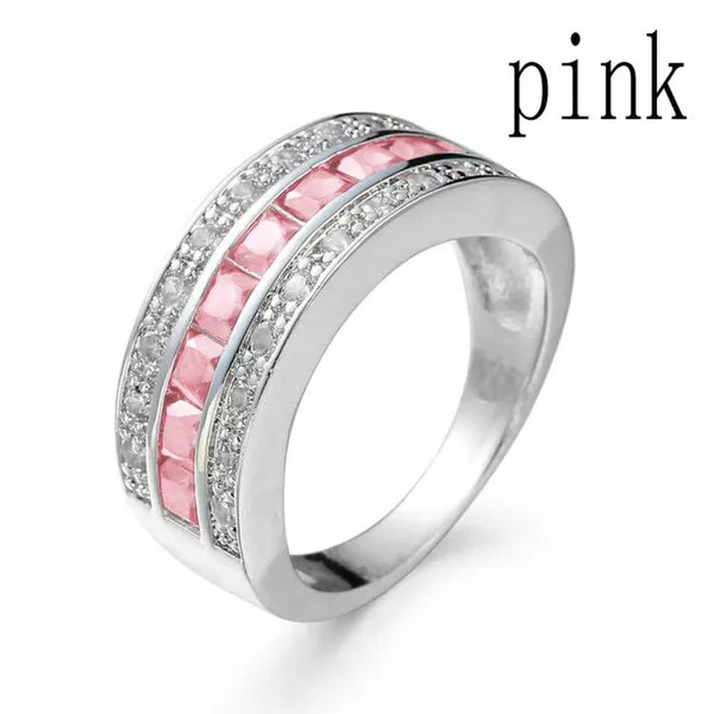 Fashion Men's Ruby CZ 925 Silver Plated Gem Ring Band Gift Size 7-11  (Choice Color and Size )