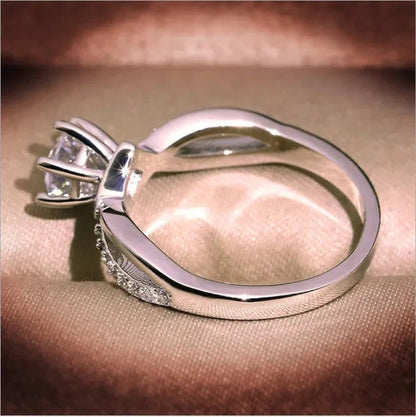 Six-Pronged Colorless Moissanite Infinity Engagement Ring In Infinity Ring Diamond Infinity Wedding Band  Micro Pave Infinity Ring Diamond Twist Ring Half-Way Infinity Ring Engagement Ring  Anniversary Ring Rings for Women Fashion Jewelry