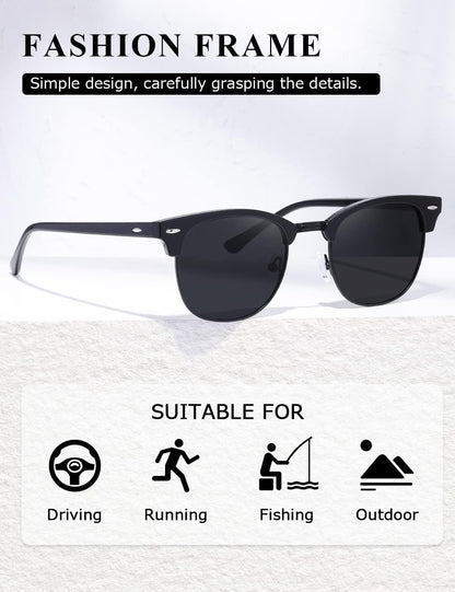 Polarized Sunglasses for Women and Men Semi Rimless Frame Retro Sun Glasses AE0369