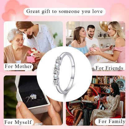 Sterling Silver Promise Stacking Pearl Rings - Stackable Dainty Pearl Ring for Prom Dress - Size 6-8