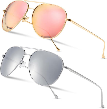 Women's Lightweight Oversized Aviator Sunglasses - Mirrored Polarized Lens