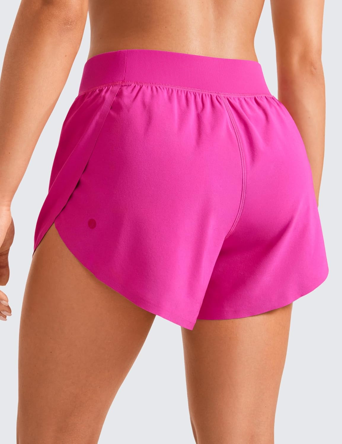 Mid Waisted Dolphin Athletic Shorts for Women 4" Lightweight High Split for Gym Workout with Liner Quick Dry