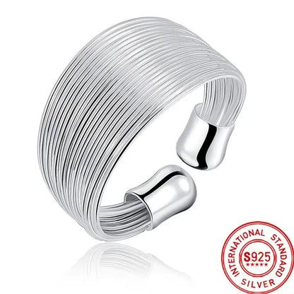 New 925 Sterling Silver Multi-line Rings for Women Adjustable Fashion Wedding Engagement Party Gifts Charm Jewelry