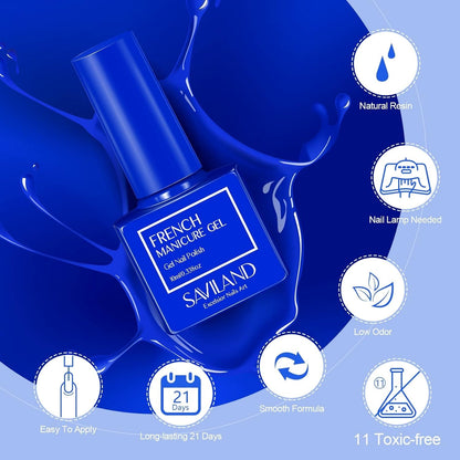 French Gel Nail Polish - 1PC 10ML Blue Gel Polish U V LED Soak Off Gel Quick French Manicure Gel Polish Nail Salon DIY Home for Starters Professionals Party