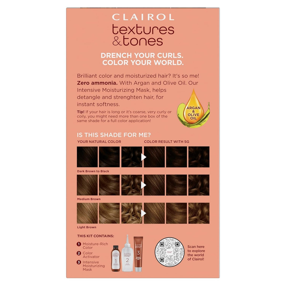 Textures & Tones Permanent Hair Dye, 5G Caramel Brown Hair Color, Pack of 1