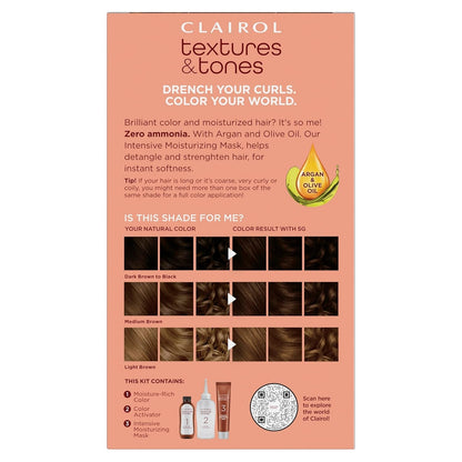 Textures & Tones Permanent Hair Dye, 5G Caramel Brown Hair Color, Pack of 1