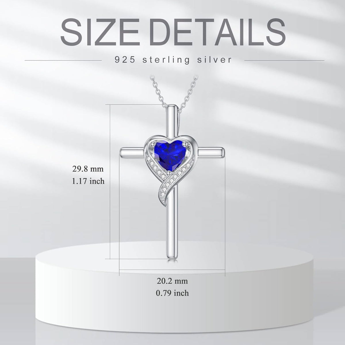 Birthstone Cross Necklace for Women 925 Sterling Silver Heart Cross Pendant Necklace Birthday Mothers Day Jewelry Gifts for Her Mom