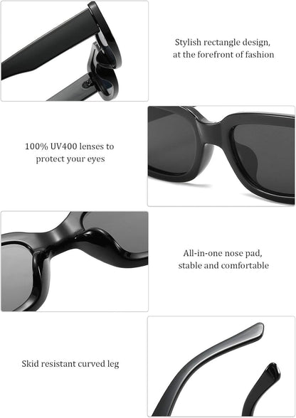Rectangle Sunglasses for Women Men Trendy Retro Fashion Sunglasses UV 400 Protection Square Fram