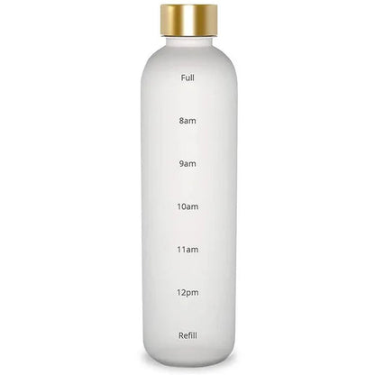 Water Bottle with Time Marker, 32oz Motivational Water Bottle, Reusable Spill-Proof Frosted Plastic Water Bottle for Gym, Sports, Travel, Fitness, School and Work