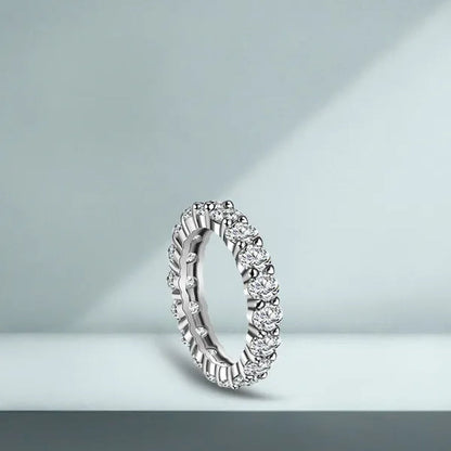 New Design Rings Silver Jewelry Custom Jewelry 925 Sterling Silver Cz Antique Eternity Ring Inlay Cubic Zirconia Unique Shaped Ring for Women Wedding Band