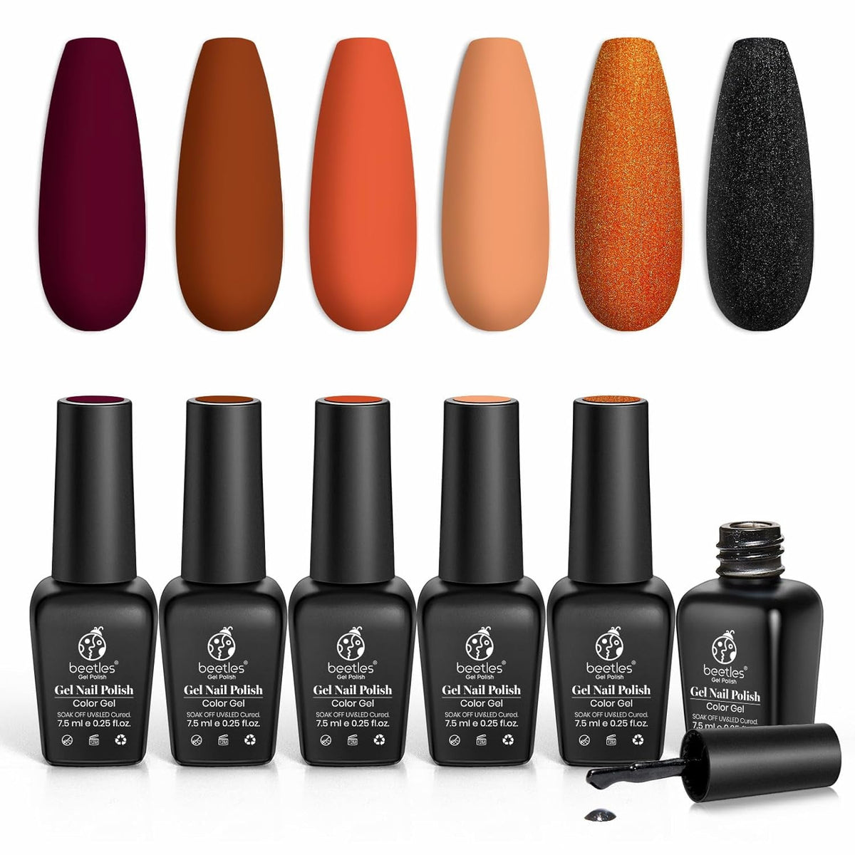 Nail Set 6 Colors Sandstorm Collection Nude Pink Peach Brown Natural Manicure Kit Soak Off Uv Led Lamp Needed for Women Gift Diy Home