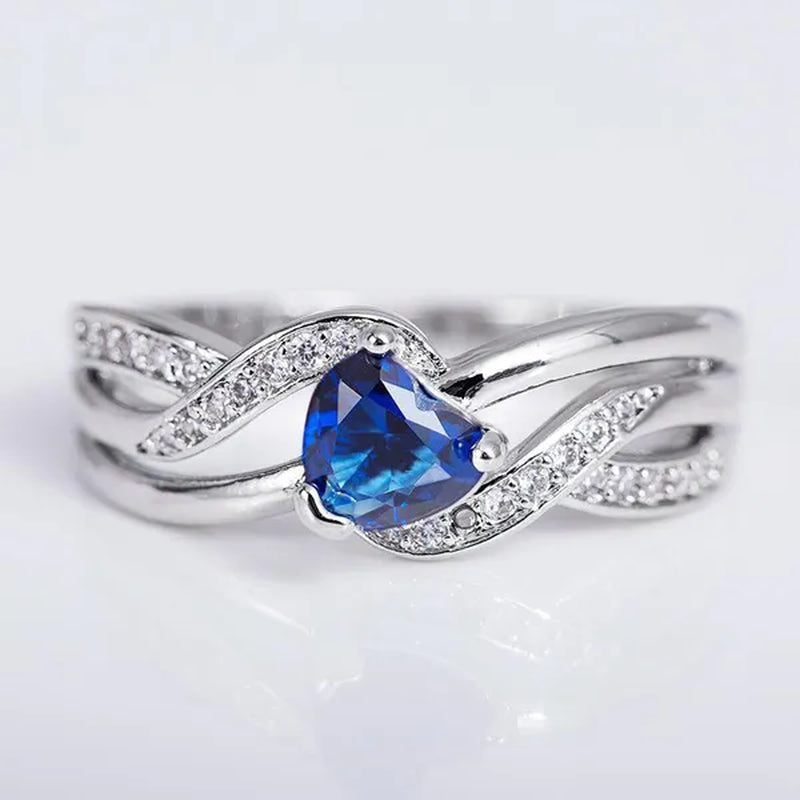 Fashion Heart Cut Purple Natural Amethyst & Diamond Ring Jewelry for Women