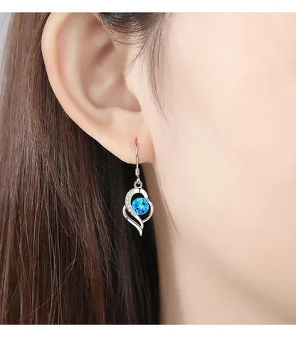 1 Pair Romantic and exquisite 925 standard Sterling Silver Diamond Love Earrings Love Heart Star White Sapphire Diamond Stud Earrings for Women Wedding Engagement Bride Jewelry Gift