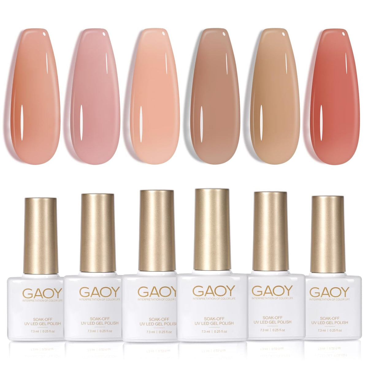 Jelly Milky White Gel Nail Polish Set, 6 Translucent Sheer Maroon UV Colors for Art Home DIY Manicure Kit
