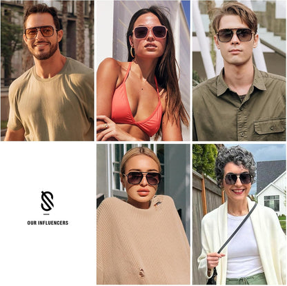 Sunglasses for Women & Men, Square, Retro, Polarized Lens, Trendy Aviator, 90S Shades