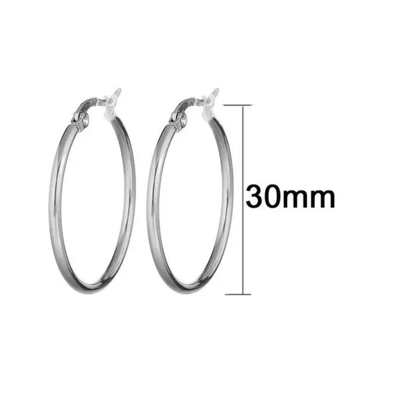【 Hoop Earrings】 Pendant Women'S Fashion Silver Plated Earrings Stainless Steel Gold Color Jewelry