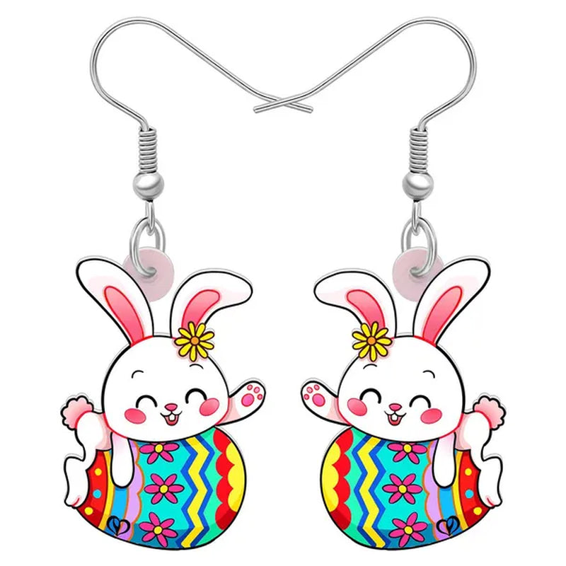 Acrylic Easter Eggs Bunny Hare Rabbit Earrings Drop Dangle Egge Jewelry For Women Girls Kids Charms Festival Gift Accessories