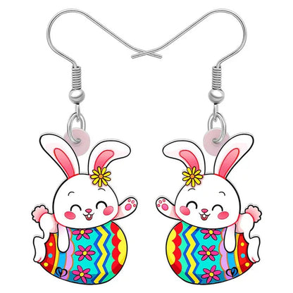 Acrylic Easter Eggs Bunny Hare Rabbit Earrings Drop Dangle Egge Jewelry For Women Girls Kids Charms Festival Gift Accessories