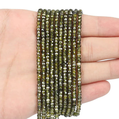 Multicolored 3X2Mm Shiny Faceted Natural Cubic Zirconia Stone Beads Abacus Tiny Beads Loose Spacer Beads for Jewelry Making DIY Slim Bracelet Women