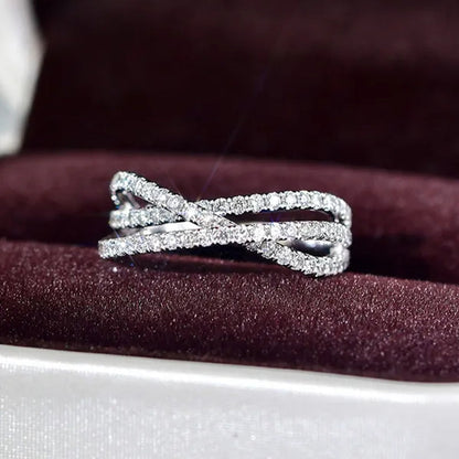 Trendy Twisted Ring for Women Bride Jewelry Wedding Engagement Anniversary Party Band Gift