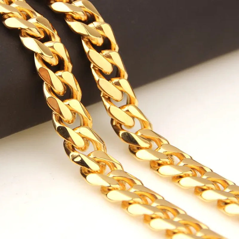 Men's or Women's Jewelry 15mm/19mm Stainless Steel Silver/Gold Curb Cuban Chain Necklace/Bracelet