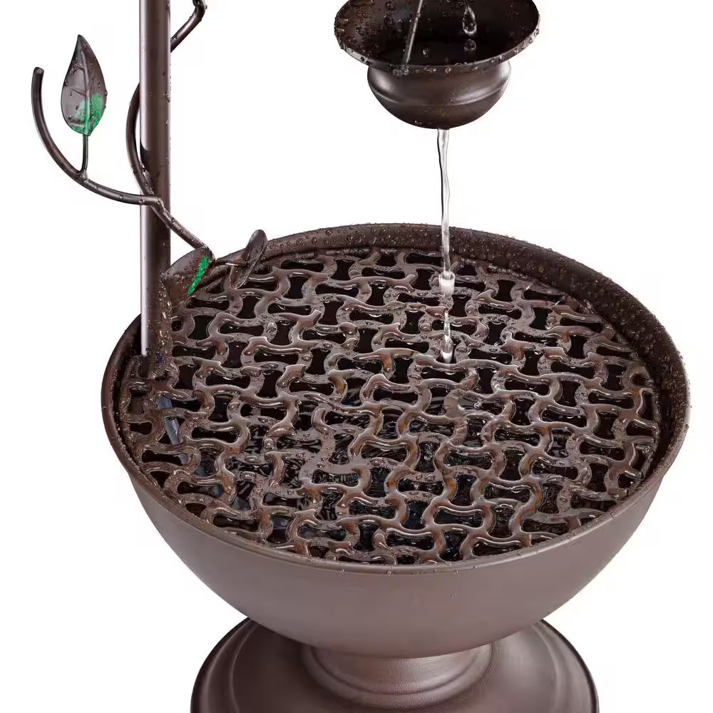 38 In. Tall Indoor/Outdoor Hanging 6-Cup Tiered Floor Water Fountain, Bronze