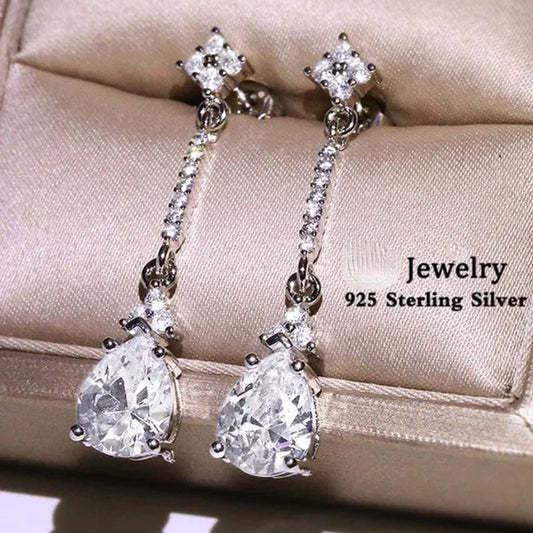 Trendy Teardrop Cubic Zirconia Dangle Earrings for Women Bridal Wedding Earrings Drop Earrings