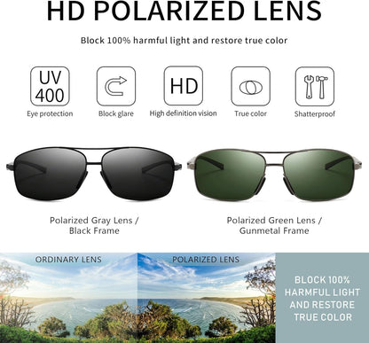 Ultra Lightweight Rectangular Polarized Sunglasses UV400 Protection