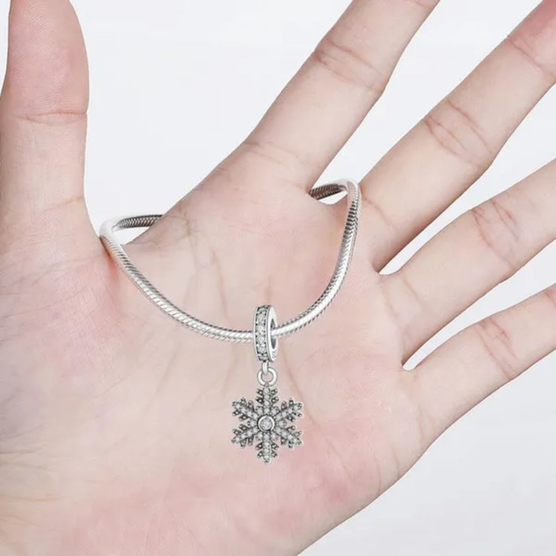 925 Sterling Silver Romantic Snowflake Pendant Charm Fit Charm Bracelets DIY for Christmas Bracelets Hot Jewelry Accessories